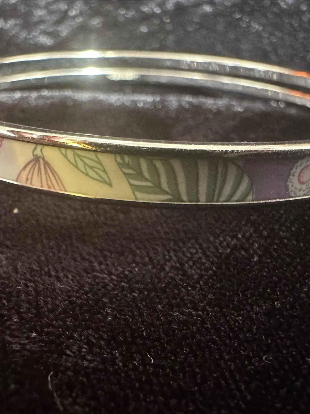 Hermes enamel bangle in lilac with silver trim